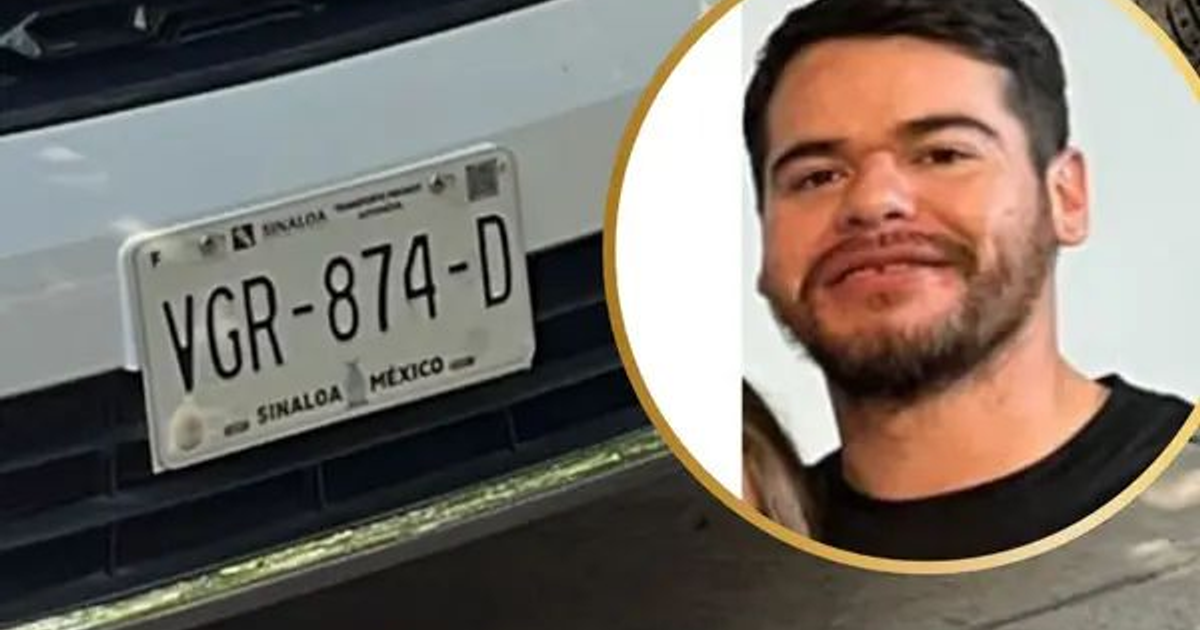 Placa de matrícula VGR-874-D del estado de Sinaloa vista en el caso de desaparición de Delan Alexis