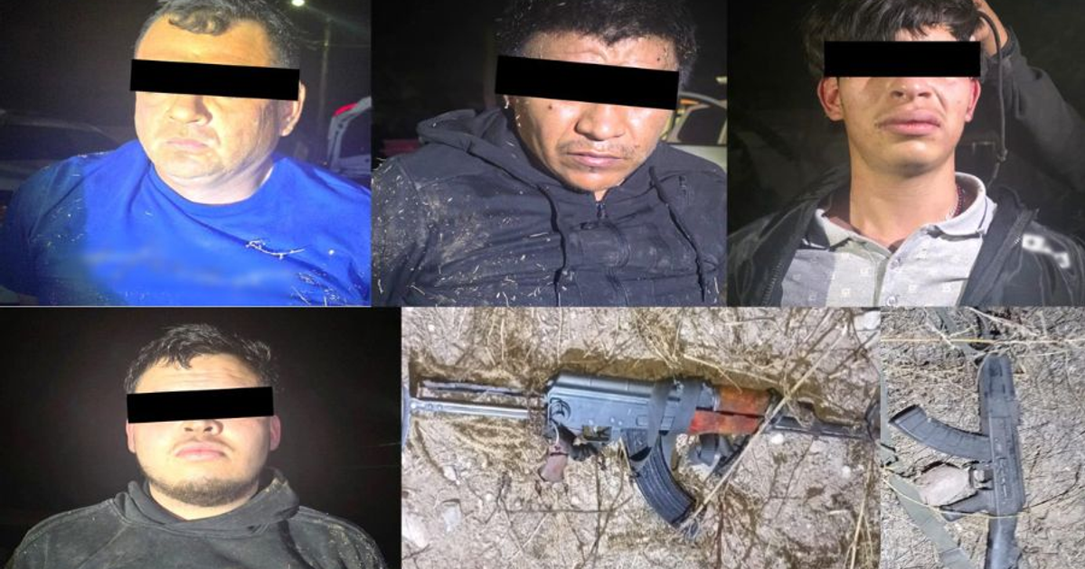 Imagen de detenidos por la Guardia Nacional con armas confiscadas en Culiacán
