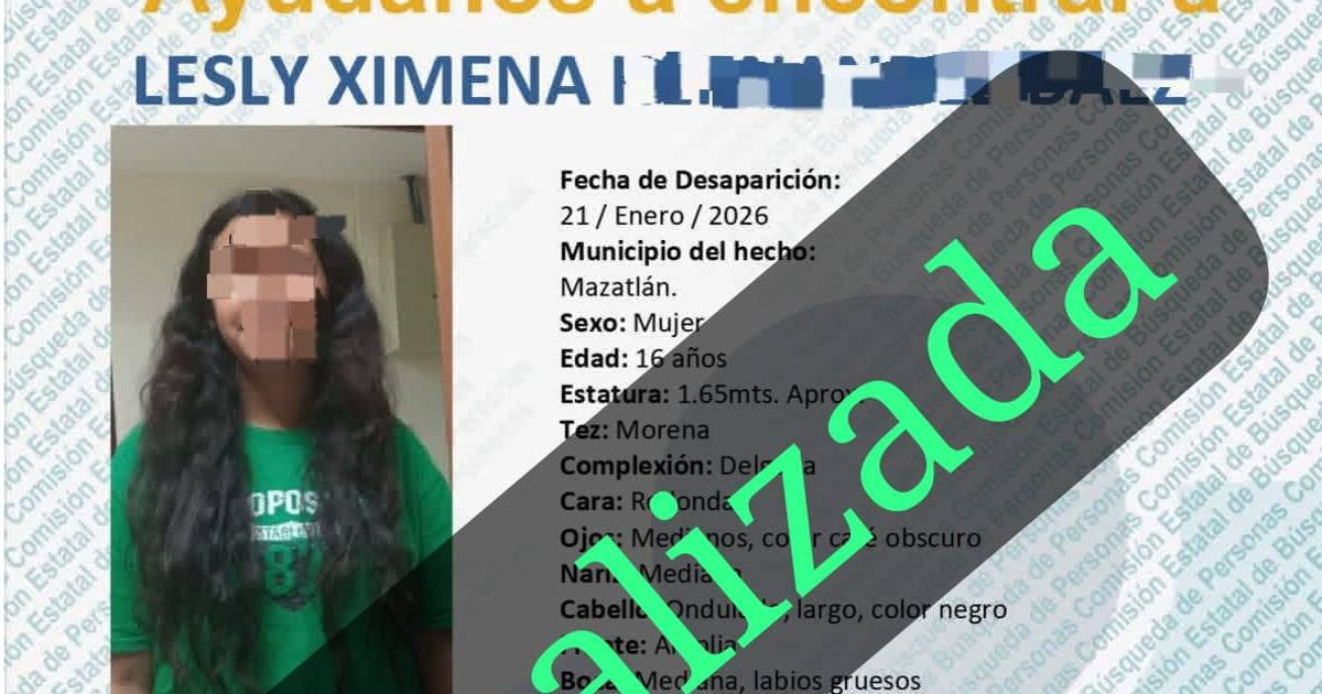 Cartel de búsqueda de adolescente desaparecida que ha sido localizada en Mazatlán.