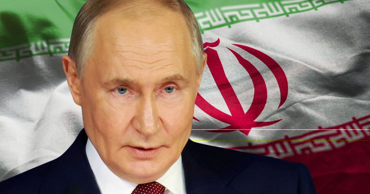 Entrevista con bandera de Irán de fondo