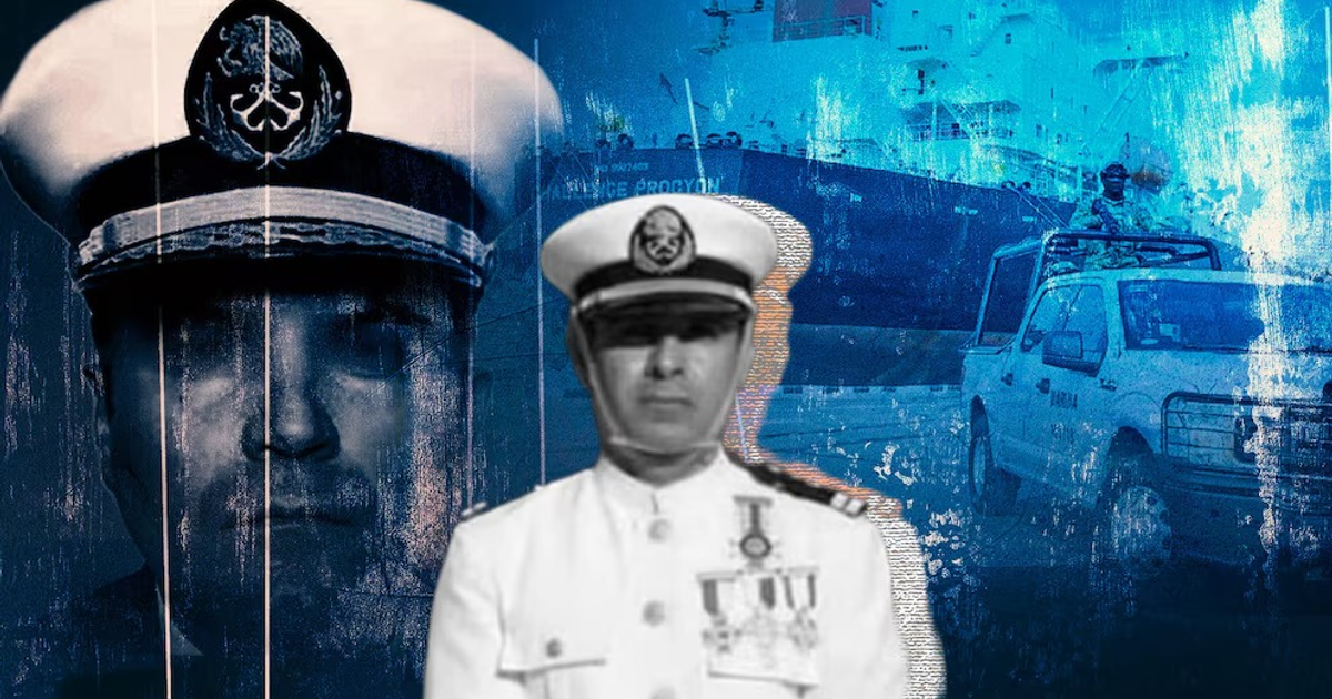 Oficiales de la Marina en una ilustración gráfica sobre caso de tráfico de combustible en México.