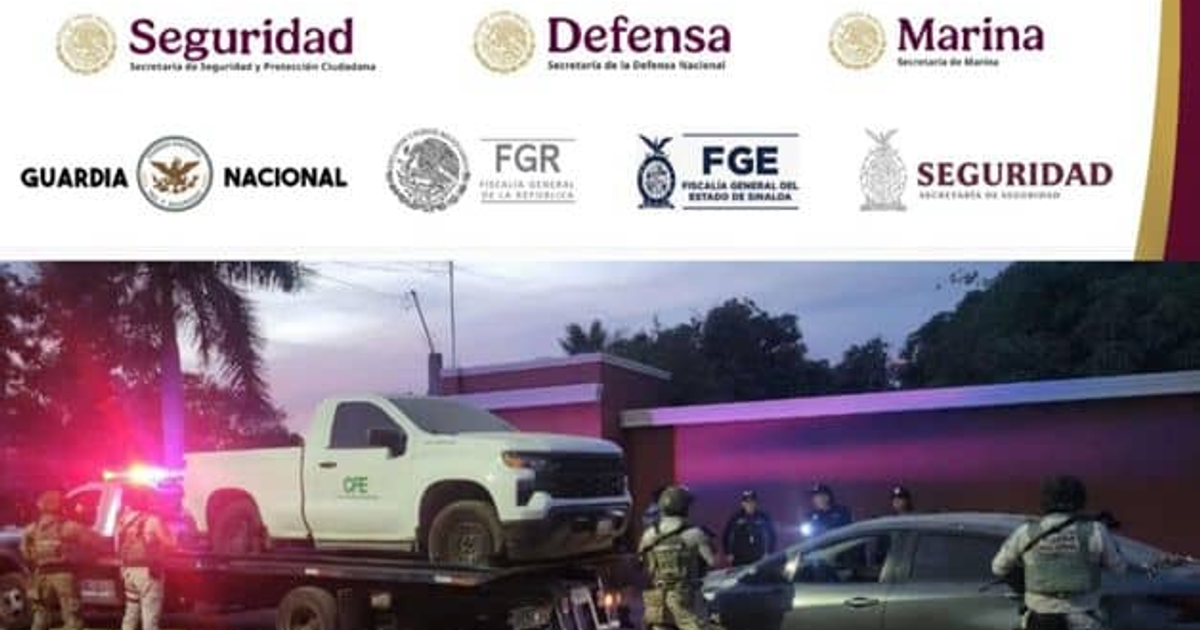Operativo de seguridad en Culiacán con participación de Guardia Nacional y otras fuerzas, asegurando vehículos robados.