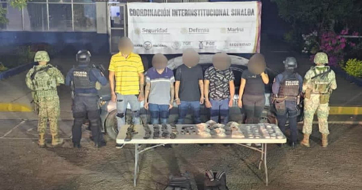 Personas detenidas con armas y drogas en Culiacán