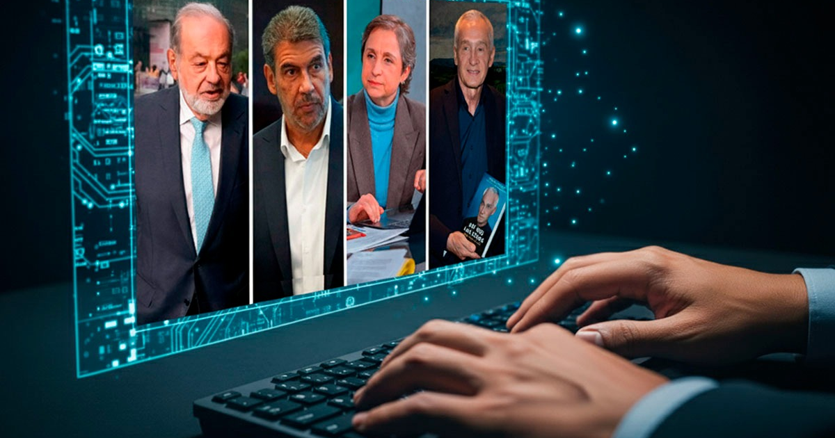 Personas en videollamadas sobre fondo tecnológico con manos en teclado, simbolizando conectividad y ciberseguridad.