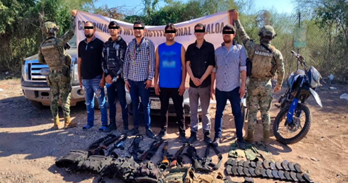 Operativo policial en Sinaloa con detenidos y armamento